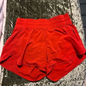 Red Lululemon Tracker shorts